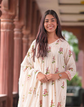 Arihantam Blush Bloom A-Line Cotton Printed Suit Set